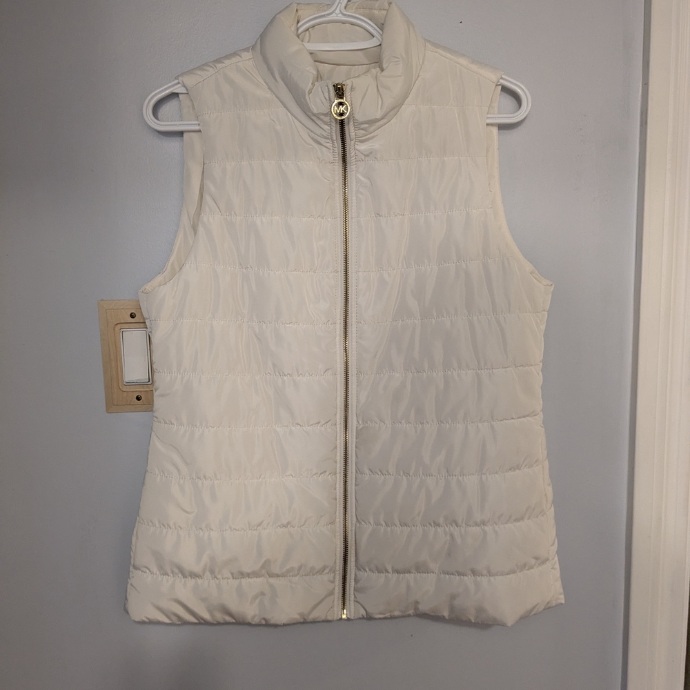 Michael Kors Cream Quilted Puffer Vest